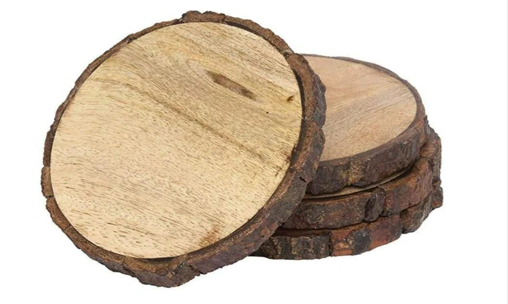 Wooden Slices bark coaster